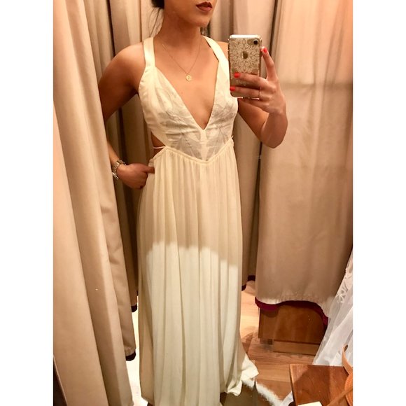 Tie Back Maxi Dress Embroidered Front Detail NWT - Picture 2 of 4